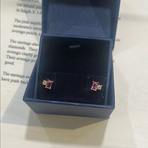 PINK SAPPHIRE AND DIAMOND STUD EARRINGS IN 14K ROSE GOLD
